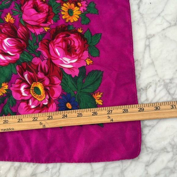Bright Pink Floral Scarf 29x29” NWOT - Picture 2 of 4